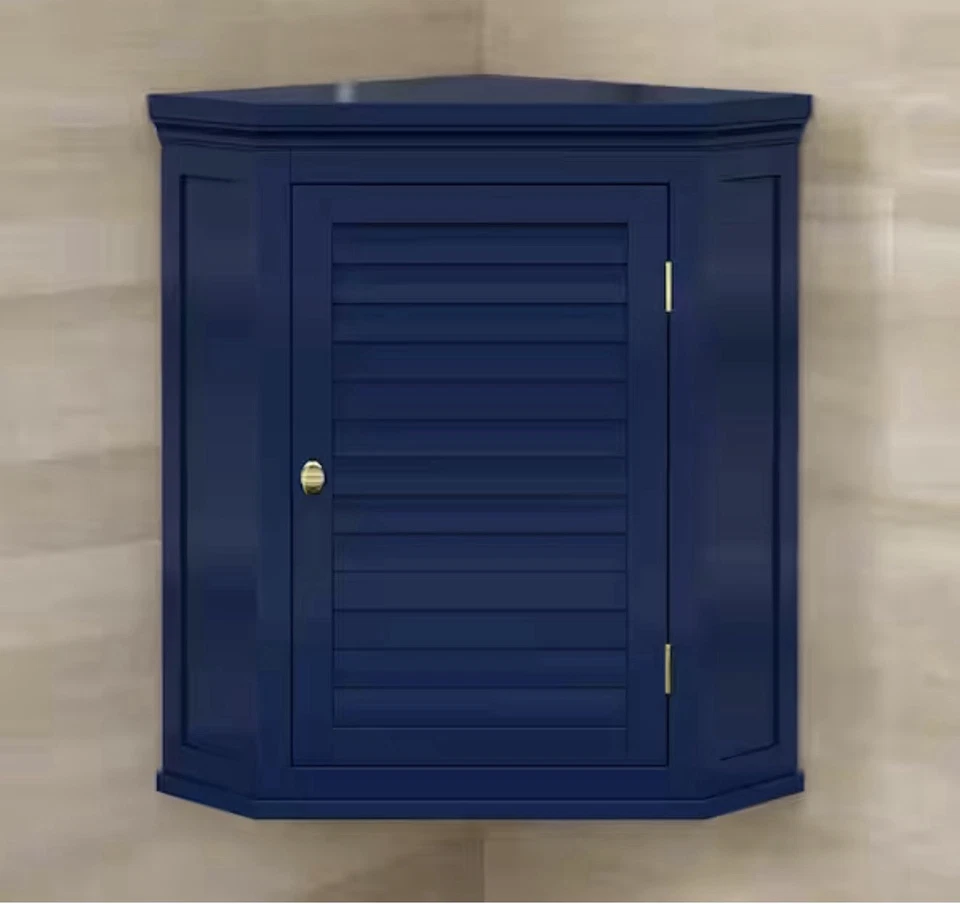 Gabinete de baño de pared esquinero azul marino Teamson Home Glancy 15”x22,5”x24” Foto 1 de 4