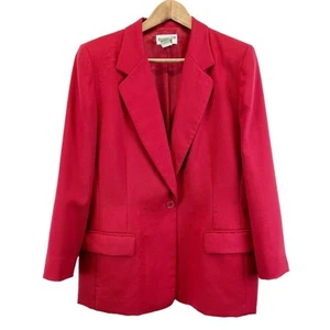 VTG Pendleton Virgin Wool Blazer Women 14 Red Minimalist Academia Retro Holiday - Picture 1 of 9
