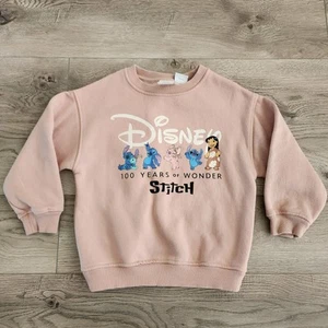 ZARA Girls Lilo & Stitch Pink Sweatshirt 6/7 Disney Character Graphic Top Girls - Picture 1 of 7