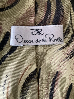 Vintage OSCAR DE LA RENTA Abstract 100% Italian Silk Necktie Green Black Brown - Изображение 1 из 4