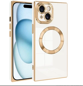 Svanove MagSafe & Shockproof iPhone 14 plus/15 plus 6.7 in (White & Gold Trim) - Picture 1 of 1
