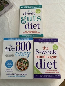 3 Michael Mosley Books Clever Guts 8 Week Blood Sugar Fast 800 Easy Recipe Book - Picture 1 of 14