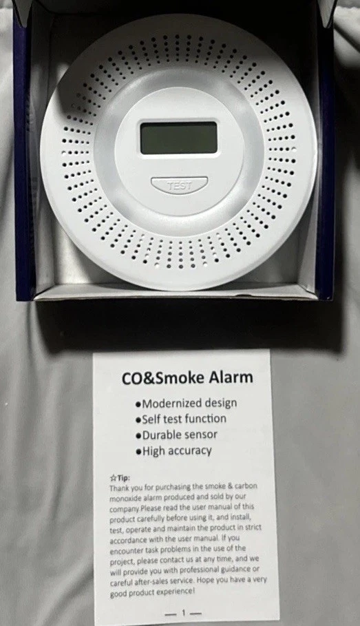 Detector de Humo Monóxido de Carbono Alarma de Gas, Detector de Monóxido de Carbono contra Incendios 2 en 1 Foto 1 de 4