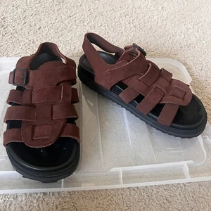 James Perse Women's Sandals Suede Maroon Made in Italy Size 7 - Picture 1 of 7