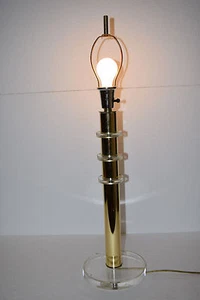 Vintage Mid Century Modern Lucite / Acrylic / Brass 3-Way Table Lamp - Picture 1 of 10