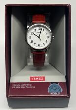 Womens Timex Easy Reader Watch LTHR Strap Silver/red Tw2p68700jt H47