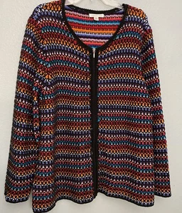 Coldwater Creek Strickmantel 3/4 Länge, Damen, 3X, Brust 50", böhmisch, lebendig, Y2K - Bild 1 von 11
