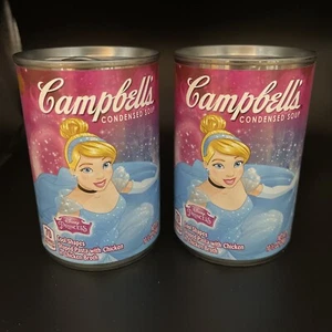 Lot Of 2 Cinderella Disney Princess Campbell's Condensed Soup Can Castle Crown + - Picture 1 of 11