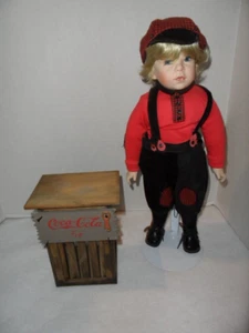 Coca Cola Franklin Mint Heirloom Doll "Billy" with Coke Stand - Picture 1 of 14