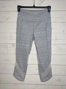 Athleta Chaturanga Größe M Capri kurze Leggings grau beheizt Netzausschnitt 305922 - Bild 1 von 5