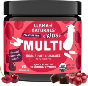 Llama Naturals Real Fruit Gummy Vitamins for Kids, No Added Sugar Cane, Beta 90O - Picture 1 of 7