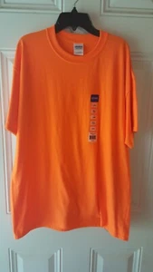 Gildan Mens Ultra Cotton T-Shirt Short Sleeve Safety Orange Size Large G2000 - Picture 1 of 3