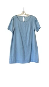 Vtg Denim Dress Large Chambray Blue Sheath 90s Boho Western Rebellion Coastal - Picture 1 of 13