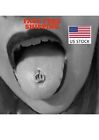 1PC Middle Finger Gesture Tongue Barbell Stud Piercing Rings Body Jewelry Silver