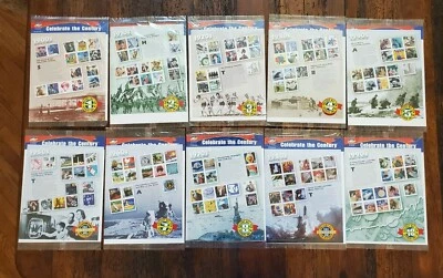 US 3182-91 Celebrate the Century Complete Set in Wrappers Mint Sheet NH OG - Image 1 of 2