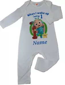 Babygrow Pyjamas When I Wake Up I Will Be 1 Birthday Personalised 86cm - Picture 1 of 2