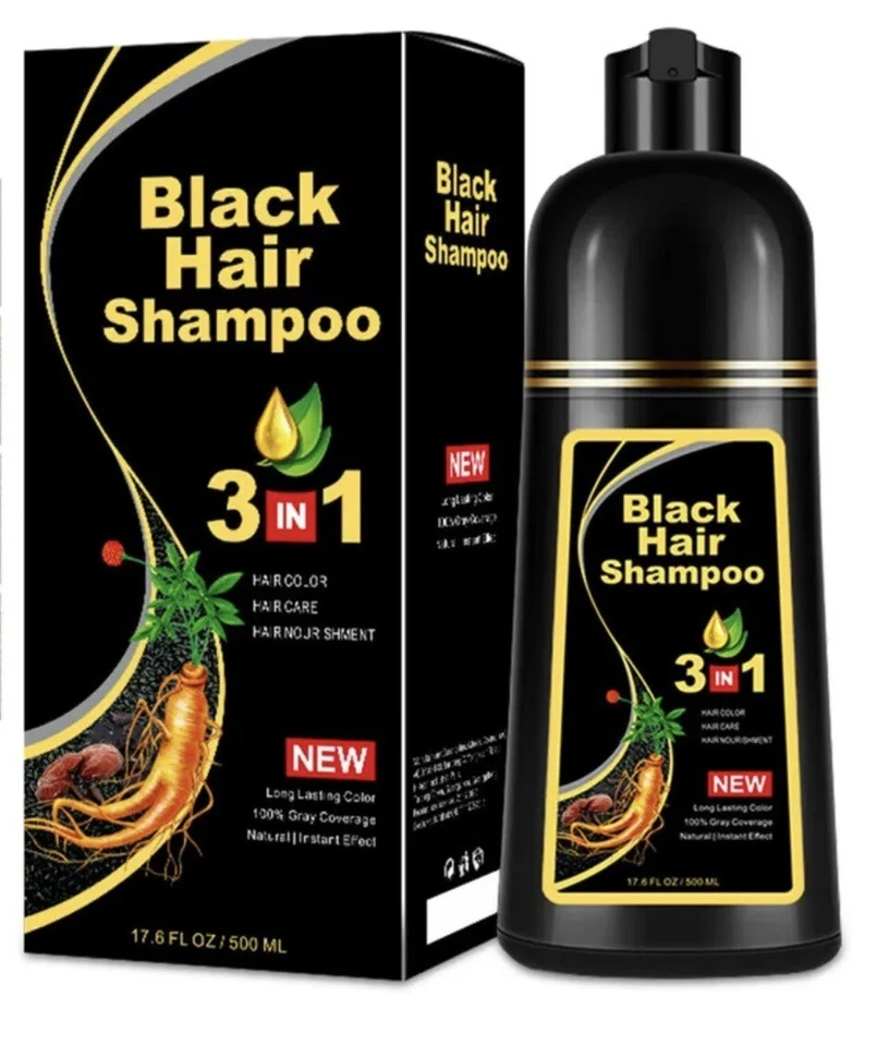 Champú tinte de cabello negro permanente de 500 ml champú tinte de cabello rápido 3 en uno Foto 1 de 1