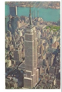 Vintage Postcard Manhattan NY NYC Aerial View of Empire State Building - Picture 1 of 4