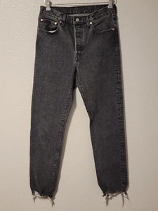 Levis 501 Sample Jeans Damen 29x30 Straight Buttonfly Raw Hem High Rise Schwarz - Bild 1 von 9