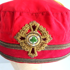 Berretto muratore vintage rito massonico scozzese con CUSTODIA inizio metà '900 - Foto 1 di 9