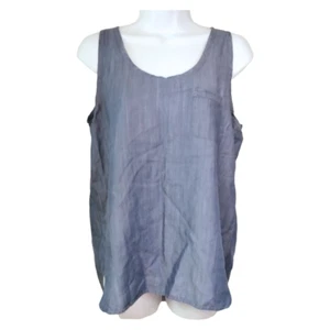 Blusa sin mangas LOFT para mujer mediana denim azul bolsillo pecho fluido - Imagen 1 de 8