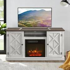 Festivo Fireplace TV Stand 27.5"x53.8" Saw Cut Off White Electric+4Flicker Flame
