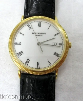 VINTAGE 18K GOLD PATEK PHILIPPE WATCH MENS 3944 CLASSIC CALATRAVA HOBNAIL BEZEL - Image 1 of 4