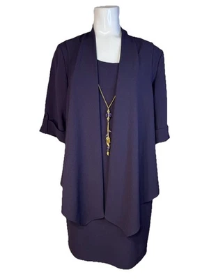 Chaleco burlado R&M Richards ciruela talla 8 pequeño para mujer con collar vestido Foto 1 de 4