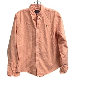 Ralph Lauren Slim Fit Boys Size 12 Peach Long Sleeve Button Down Colored Pony - Picture 1 of 4