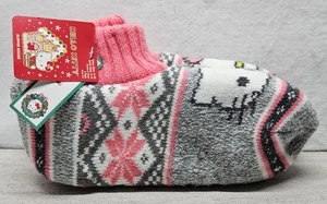 Hello Kitty Holiday/Winter Women's Faux Fur Slipper Socks, Shoe Size 4-10/New - Picture 1 of 11
