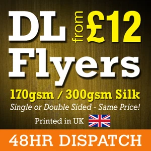 DL Flyer Flugblätter bedruckte Farbe 170 gm 300 gm Seide matt - DL Flyer Druck - Bild 1 von 1