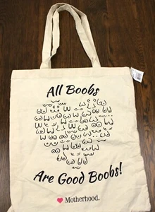 All Boobs Are Good Boobs Motherhood maternity tote bag cotton heart NWT - Picture 1 of 3