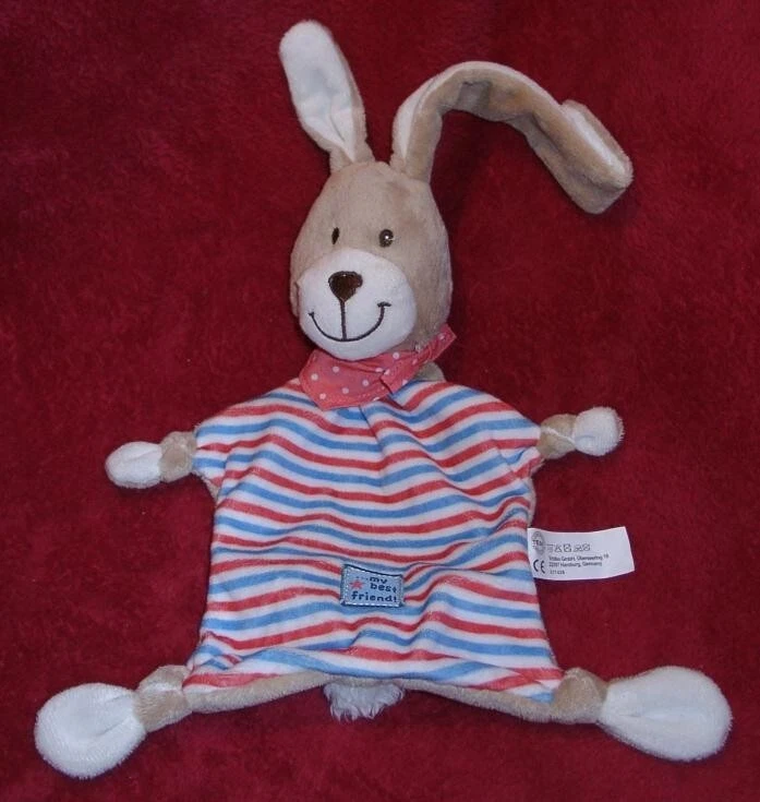 TCM Tchibo Schmusetuch Hase blau weiß rot gestreift Best Friend - Bild 1 von 1