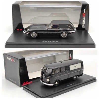 SCHUCO 1:43 FUNERAL CAR JAGUAR E-TYPE & VOLKSWAGEN T1 1961 Resin Model - black