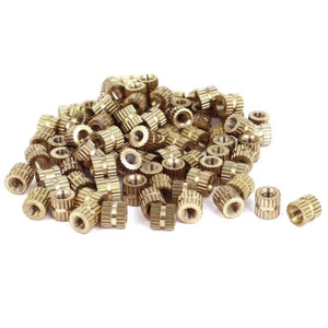 M2 / M3 Brass Cylinder Knurled Threaded Round Insert Embedded Nuts 100PCS - Bild 1 von 8