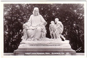 Forest Lawn Memorial Park, Glendale CA, Vintage Echtfoto Postkarte, RPPC - Bild 1 von 2