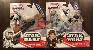 Star Wars Galactic Heroes Lot Of 2- Han Tauntaun & Scout Trooper w/ Speeder Bike - Picture 1 of 1