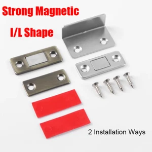 L/I Shape Very Strong Magnetic Catch Latch Ultra Thin For Door Cabinet Cupboard - Picture 1 of 13