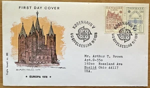 DINAMARCA FDC 1978 primer día de emisión SC #614-615 Europa Church Kalundborg - Imagen 1 de 2