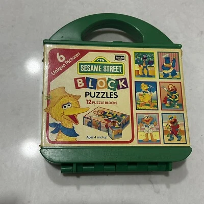 Rompecabezas vintage de Sesame Street Block 1996 arte rosa con estuche 6 imágenes únicas Foto 1 de 4