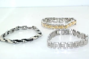 3pc Stainless Steel Gents Mens Bracelet Lot - Picture 1 of 9