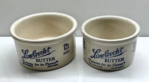 CROCK ~ PRIMITIVE KITCHEN ~ Lot  (2) Vintage Lambrecht butter  1 Lb  & 1.5  Lbs - Picture 1 of 7