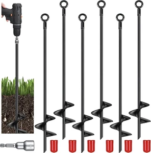 18 Inch Heavy Duty Ground Anchor Kit 6 Pcs Spiral Swing Set/Tents/Shelters New - Picture 1 of 7