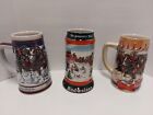 Set of 3 Vintage  Budweiser Holiday Beer Stein Mugs 