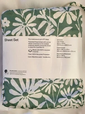 Room Essentials Microfiber Floral Twin XL Sheet Set Fitted, Flat, Pillowcase - Image 1 of 3