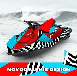 SEADOO SPARK trixx GRAPHIC KIT wraps 2up + 3up Jet Ski SEA DOO Decal Bold blue - Picture 1 of 2