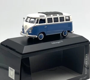 Schuco 450356300 Volkswagen VW T1 Samba Bulli Bus in blu bianco, IMBALLO ORIGINALE 1:43 K090 - Foto 1 di 5