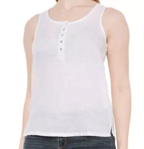 S NEW NWT C&C California 100% LINEN SCOOP NECK TANK TOP SHIRT BUTTON - Picture 1 of 6