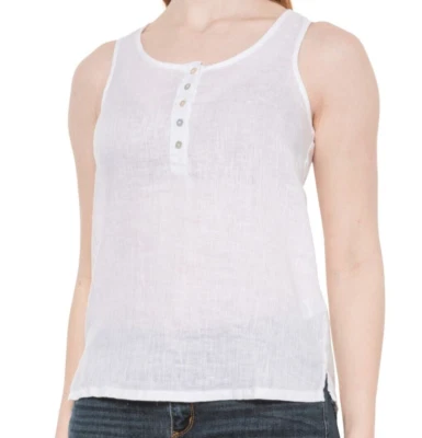 S NEW NWT C&C California 100% LINEN SCOOP NECK TANK TOP SHIRT BUTTON - Image 1 of 4