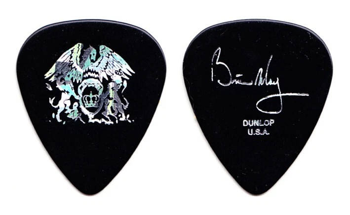 Queen Brian May Signature Holographic Silver Foil Black Guitar Pick - 2005 Tour - Image 1 of 1